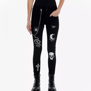 Cosmic Aura Witchy Icons Patch Side Chain‎ Super Skinny Jeans Hot Topic